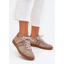 Zazoo N1068 Suede Low Women's Dark Sneakers beige