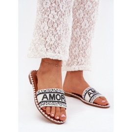 Boto Flat -hane kvinnors flip flops med avelina avelina dekoration vit