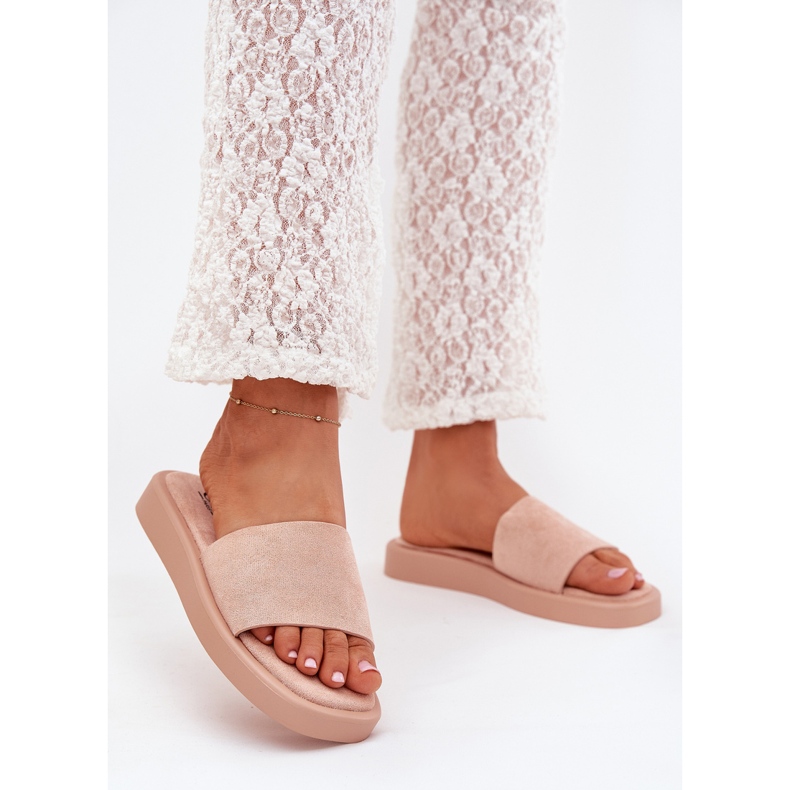 Boto Kvinnors flip flops på plattformen med Eco Suede Dirty Rose Jorina rosa