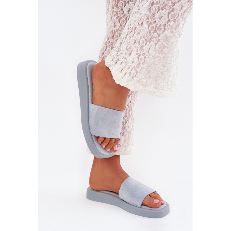 Boto Kvinnors tofflor på plattformen med Eco Suede Light Blue Jorina blå