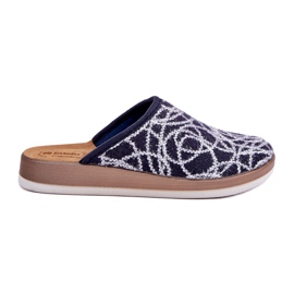 Kvinnors glänsande InBlu CT000028 Navy Blue Slippers blå