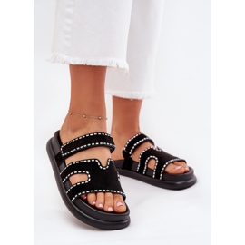 Boto Kvinnors flip flops med dekoration på plattformen svart dlyna