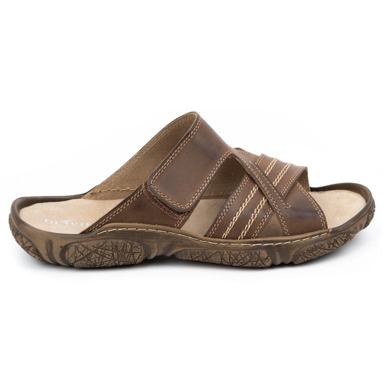 Olivier Herrläder tofflor 680mA mörkbrun