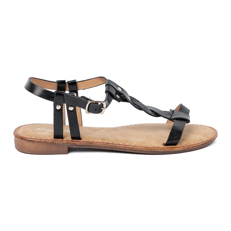 Shelvt Casual sandaler med en dekorativ flätning svart