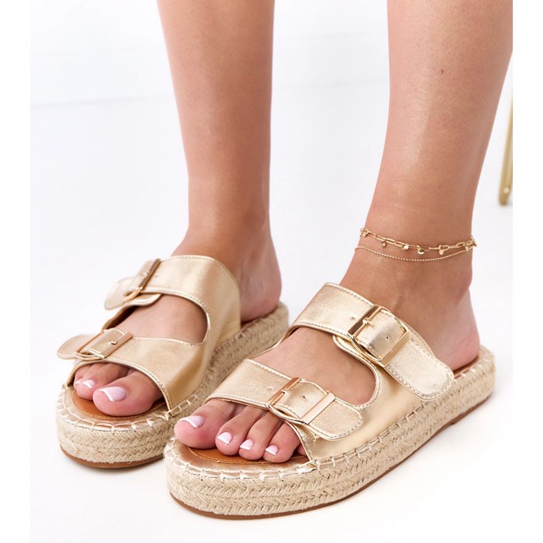 Golden Slippers Espadrilles med Kasina Buckles gyllene