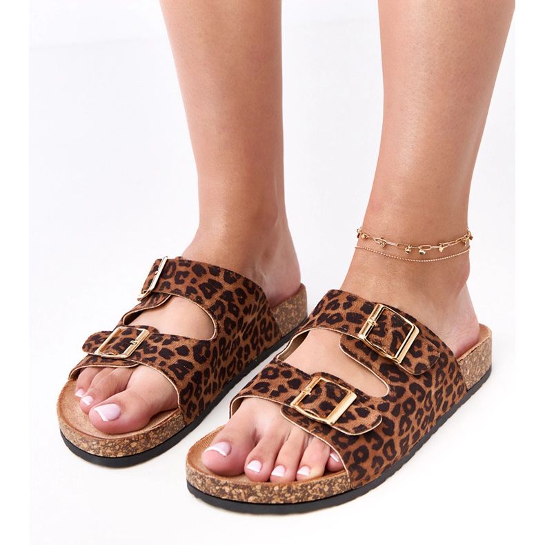 Leopard flip -flops på flottans korksula mångfärgad