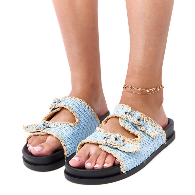 Blå klaffar flätade med sameli -spänne