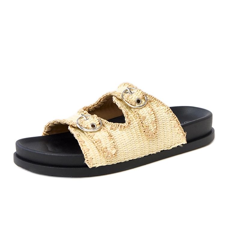 Beige flätade klaffar med sameli -spänne