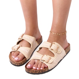 Beige virkningsflikar på lavreta korksula