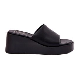 Kvinnors flip flops på Anchoic Wedge Black svart