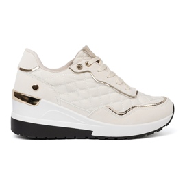 Shelvt Beige sneakers med skimrande gyllene accenter