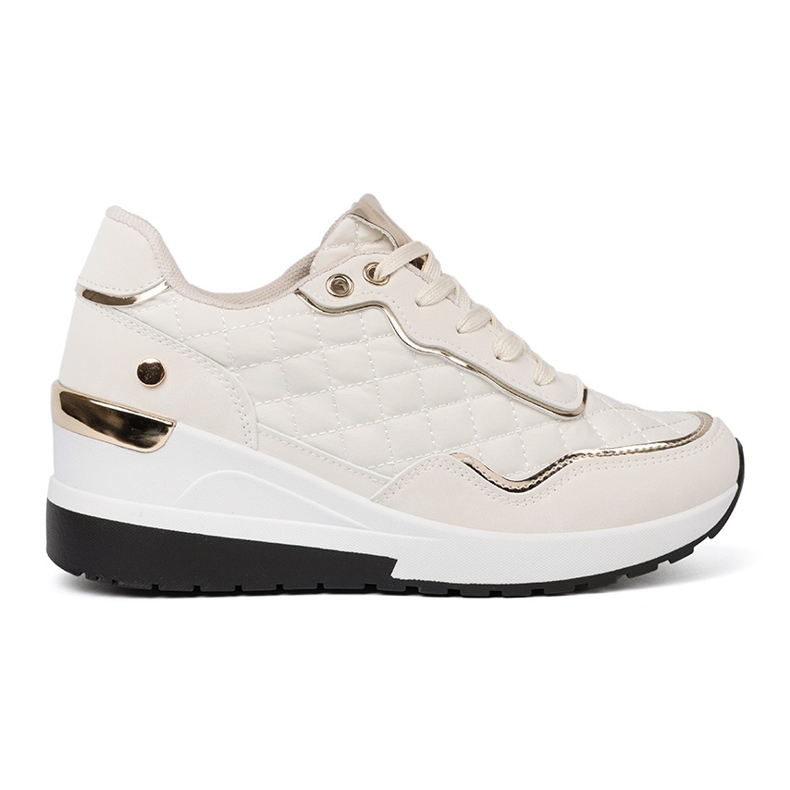 Shelvt Beige sneakers med skimrande gyllene accenter