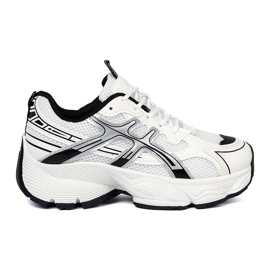 Shelvt Vita och vita bekväma sneakers med ett nät