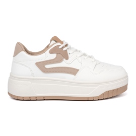 Shelvt Vita och beige sneakers på plattformen
