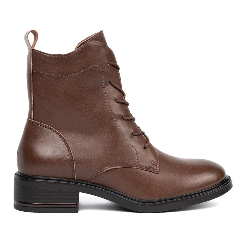 Bruna spets -up stövlar med en låg klack Sergio Leone