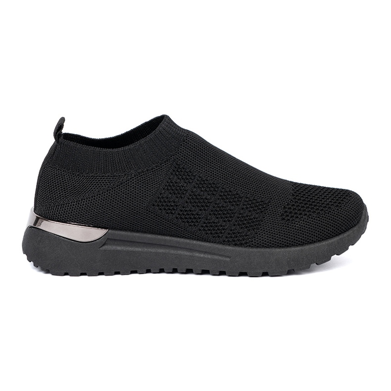 Shelvt Svart slip-on sportskor med en mesh övre delen
