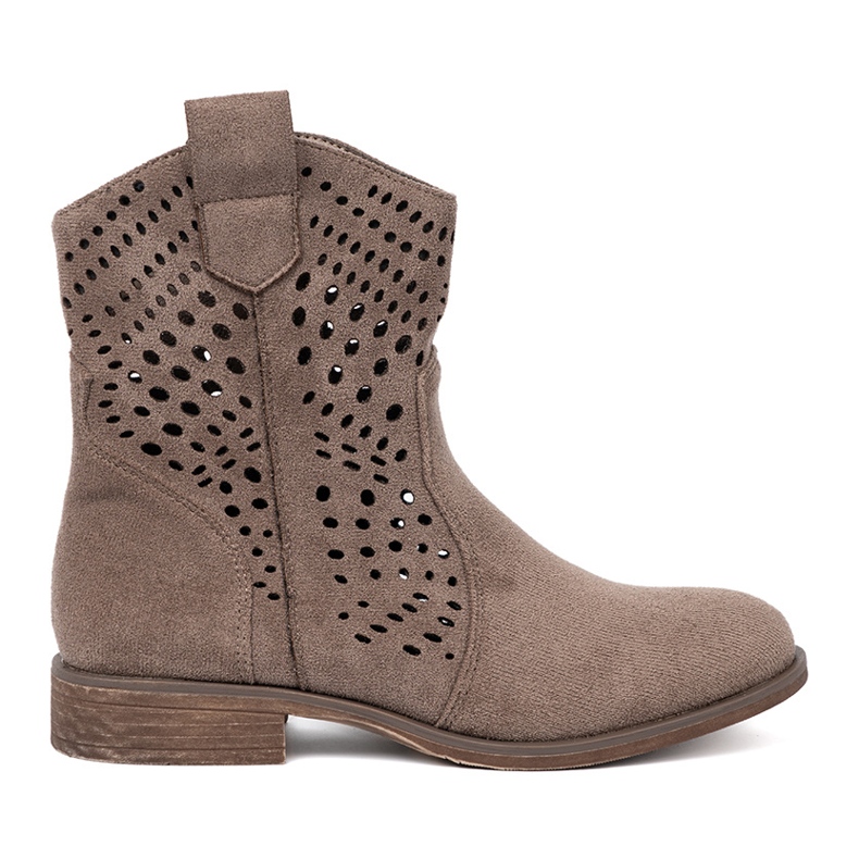 Seastar Dark Beige Openwork Boots i cowboy -stil