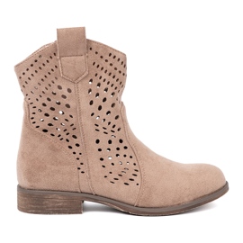 Seastar Beige Openwork Boots i cowboy -stil