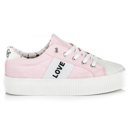 Kylie Love &amp; Peace Platform Sneakers rosa