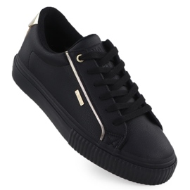 Kvinnors sneakers med Eco -Leather Black Big Star SS274025 svart