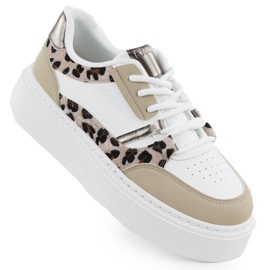 Sportskor på ZZ -plattformen med Leopard Print Big Star SS274357 vit