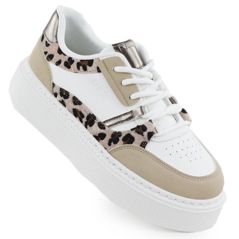 Sportskor på ZZ -plattformen med Leopard Print Big Star SS274357 vit