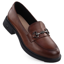 Kvinnors läderskor Brown Loafers Vinceza 39958 brun