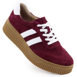 Kvinnors läderskor på Filippo DP6776 Bourgogne -plattformen röd