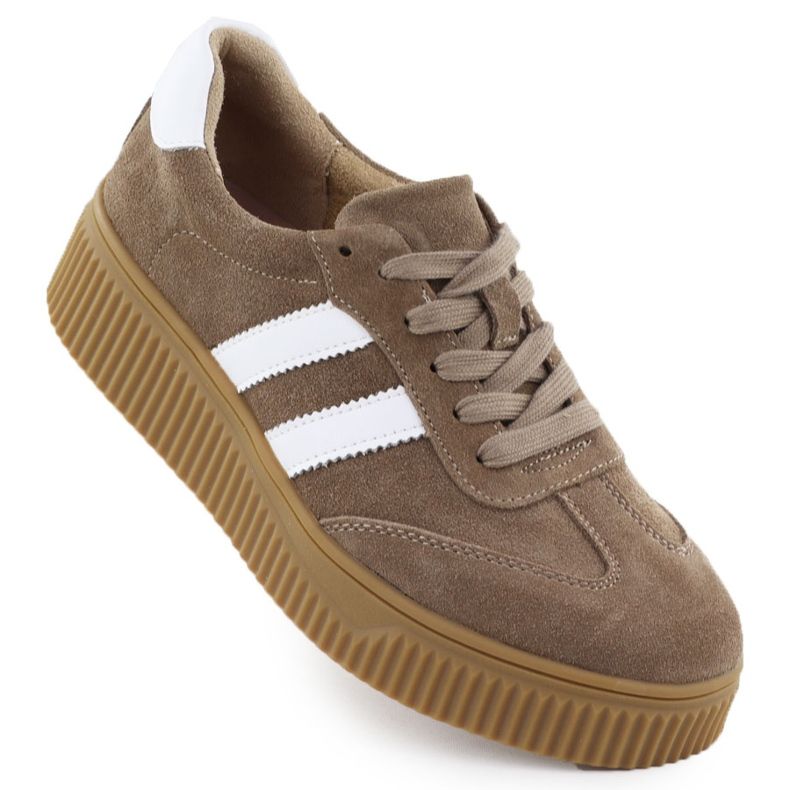 Kvinnors läderskor på plattformen Beige Filippo DP6776