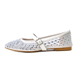 Vita mesh -ballerinor med elasidkristaller