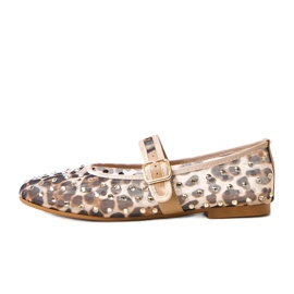 Pantitan Mesh Ballerinas med Malmo Crystals brun