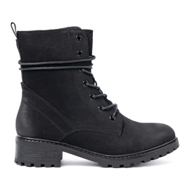 Shelvt Fashionabla svarta arbetare med dekorativ snörning