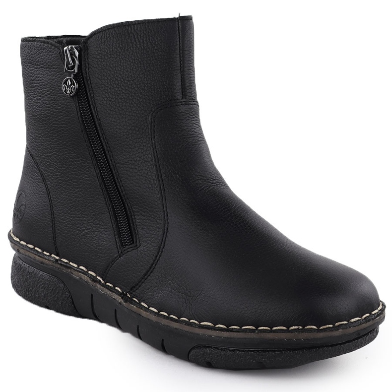 Läderkvinnors bekväma svarta Rieker 73365-00