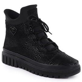 Kvinnors läderstövlar skimrande svart filippo DBT7302