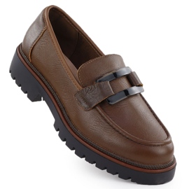 Lords Leather Loafers på kvinnors bruna plattform Sergio Leone MK25166-S