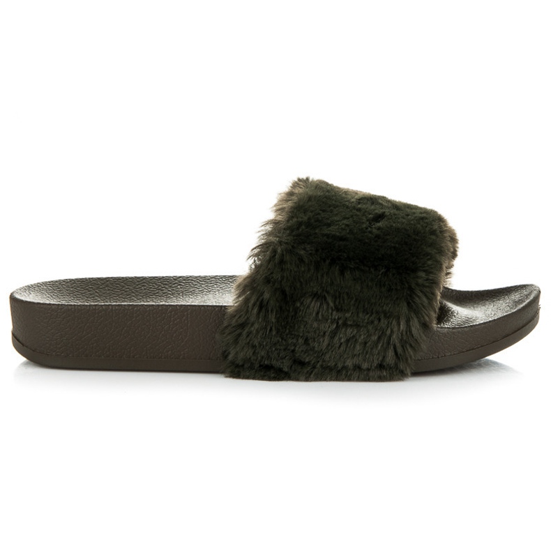 Seastar Olive tofflor med päls grön