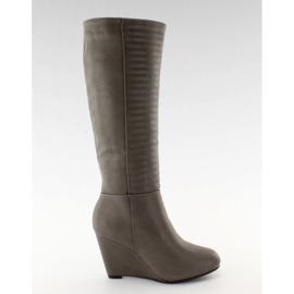 Stövlar quiltade övre BL3575 grå brun mångfärgad