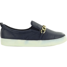 Slip-on med en kedja L-57 marinblå