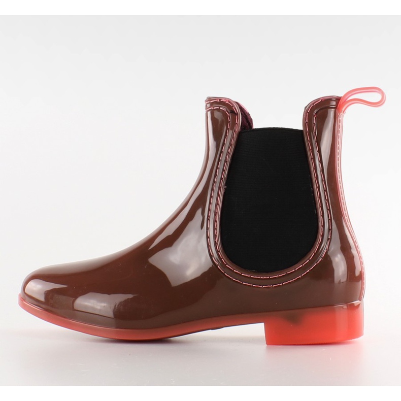 Wellingtons med transparent häl PT28 korall brun