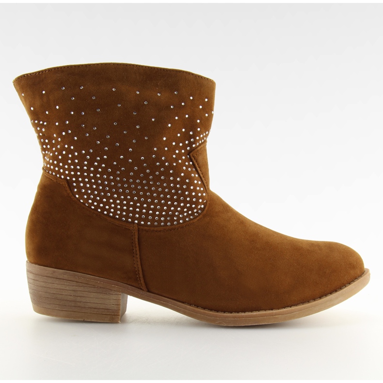 Ankelstövlar med kubik zirconia 6914 kamel brun