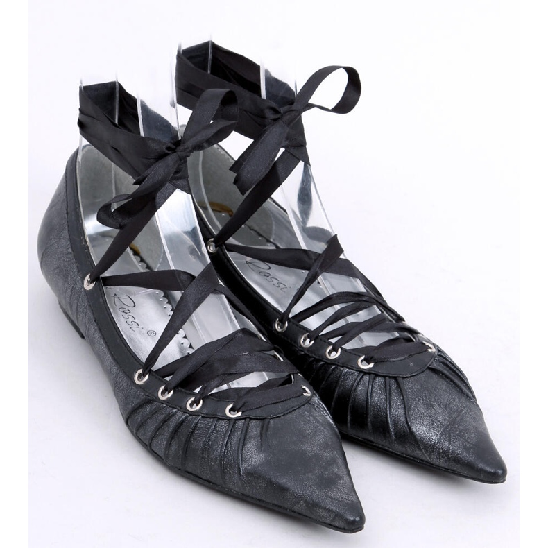 Ballerinor med band runt fotleden 391029-2 Noir svart