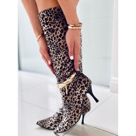 Leopard stövlar B36025-L02 panter brun