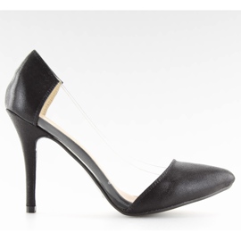 Asymmetriska svarta stilettos L-836 svart