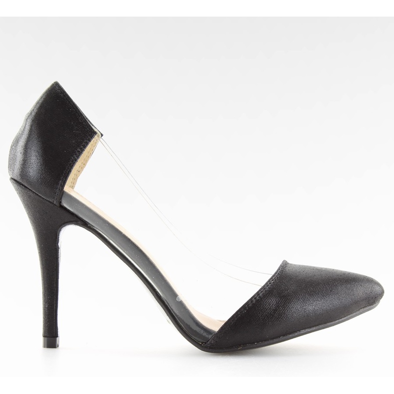 Asymmetriska svarta stilettos L-836 svart