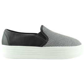 Sneakers slip-on liten houndstooth SS02-02 Svart