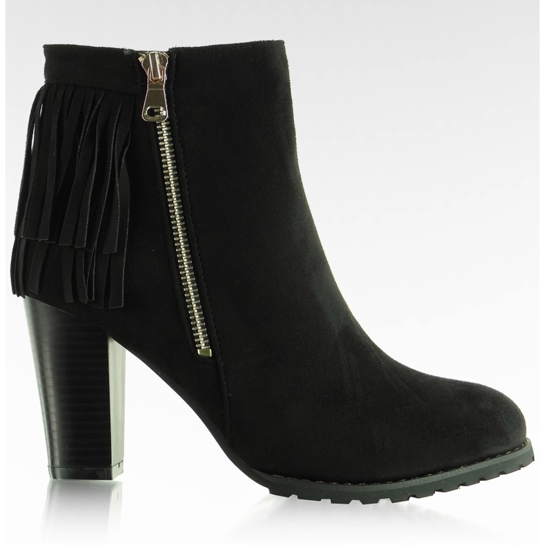 Vackra mockastövlar med fransar FR20 Svart