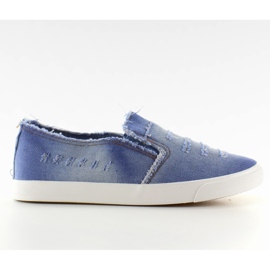 Sneakers slip-on shredded jeans L. Blue blå