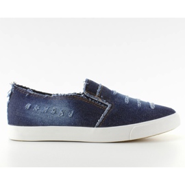 Slip-on sneakers D.Blue strimlade jeans marinblå