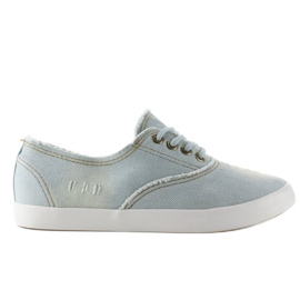 XIN11P Vit Blå denim oxford sneakers