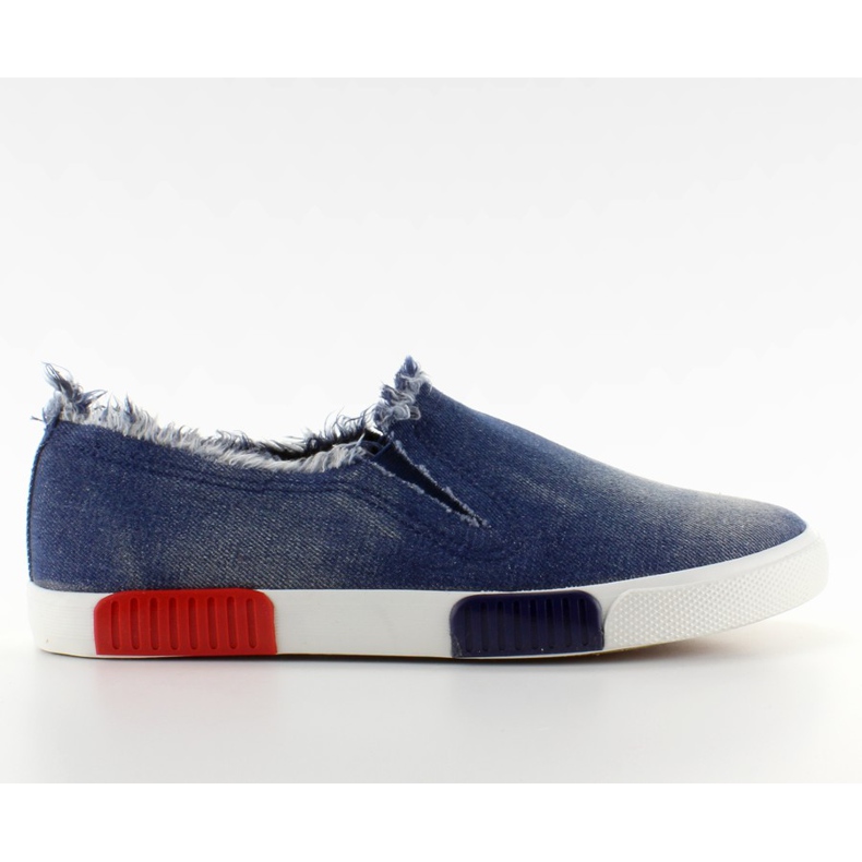 Jeans sneakers färgglad sula BL65 Navy blå